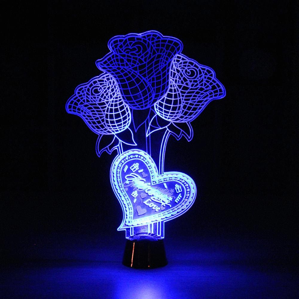 2018 Color Changing 3d Rose Flower Night Light Home Decorative Desk Color Changing 3d Rose Flower Night Light Home Decorative Desk Lamp Creative Gifts White