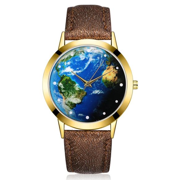 GAIETY G375 Montre à cadran avec bracelet en cuir à cadran terre pour femme - café 