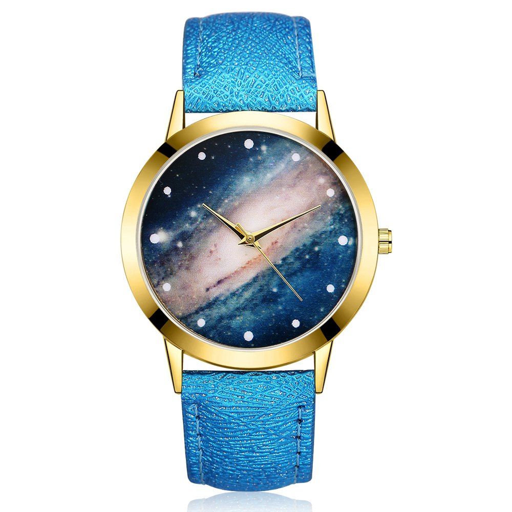 

GAIETY G374 Women Leather Strap Starry Sky Face Quartz Watch, Blue