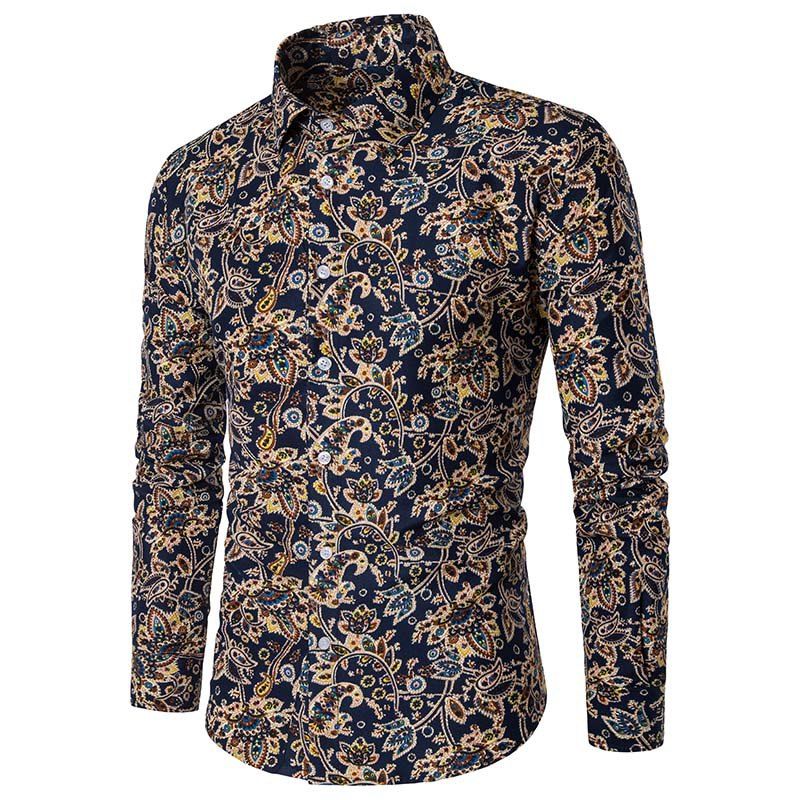 

Male Personality Stamp Shirt, Floral