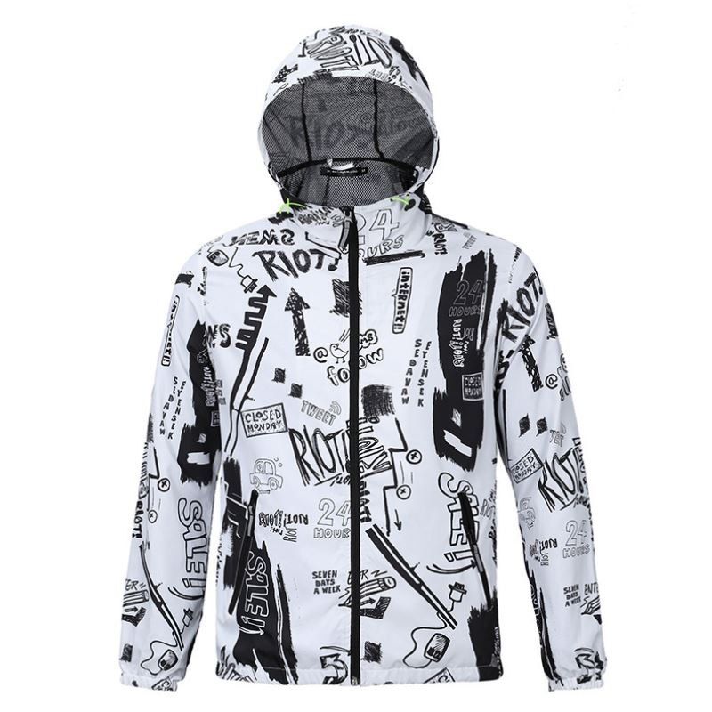 

Fashion Casual Men's Fashion Trend 3D Printed Loose Lovers Hooded Coat, White