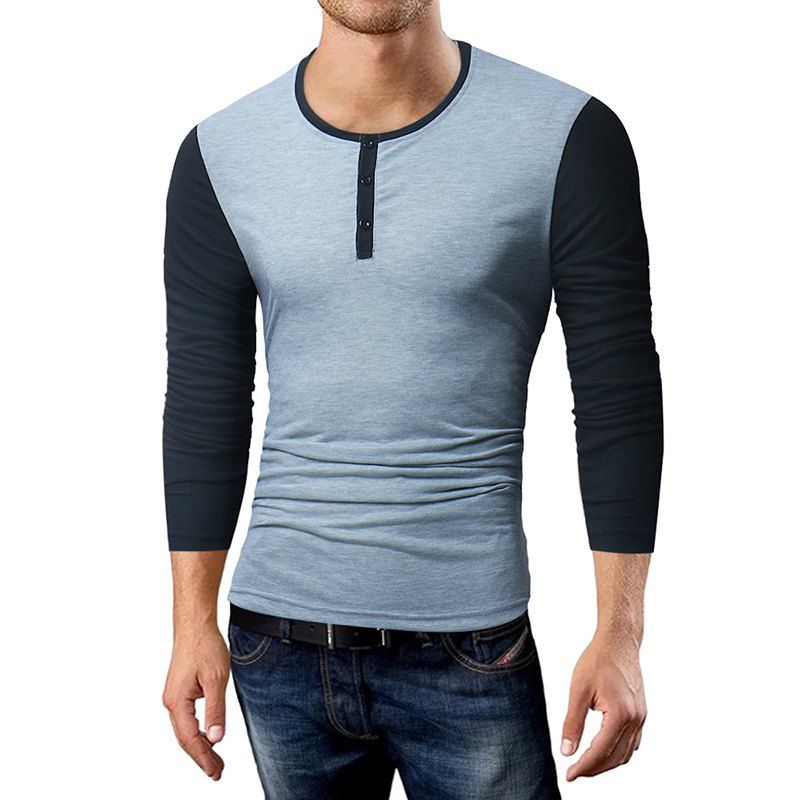 

New Men'S Casual Long-Sleeved Primer T-Shirt, Light gray