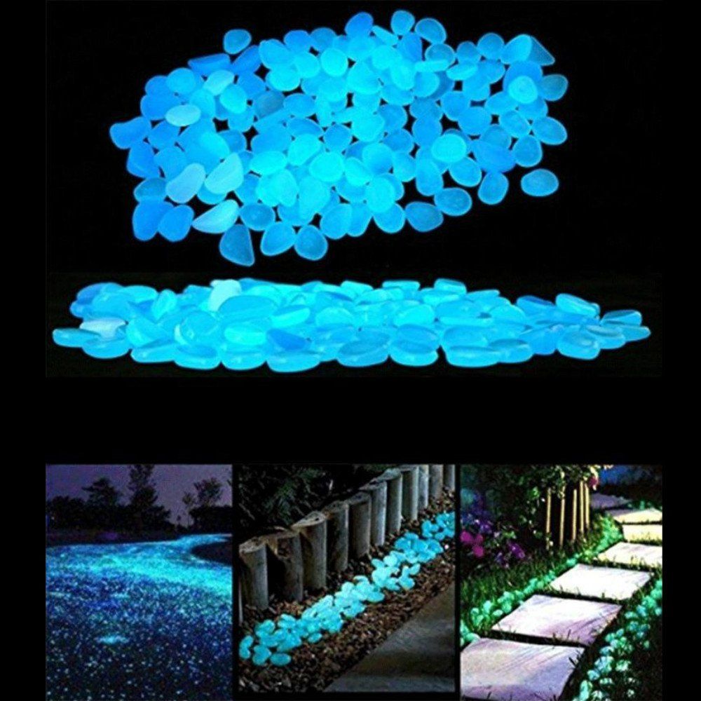 

100 Pcs Romantic Night Blue Luminous Artificial Stones Set Home Garden Decoration