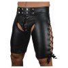 Men's Leather Bondage Shorts Sexy Shinny DS Punk Costume Pantalon Court - Noir XL