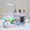 Usb Mini Aquarium Pour Bureau Aquarium  Éléctronique Mini Aquarium Avec Eau Courante Pompe LED Lumière Calendrier Horloge En Blanc - Blanc 