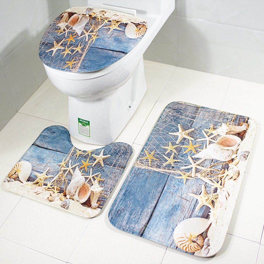 

RB042Toilet Seat Cushion Three Piece Set Toilet Skidproof Cushion Suit, Blue