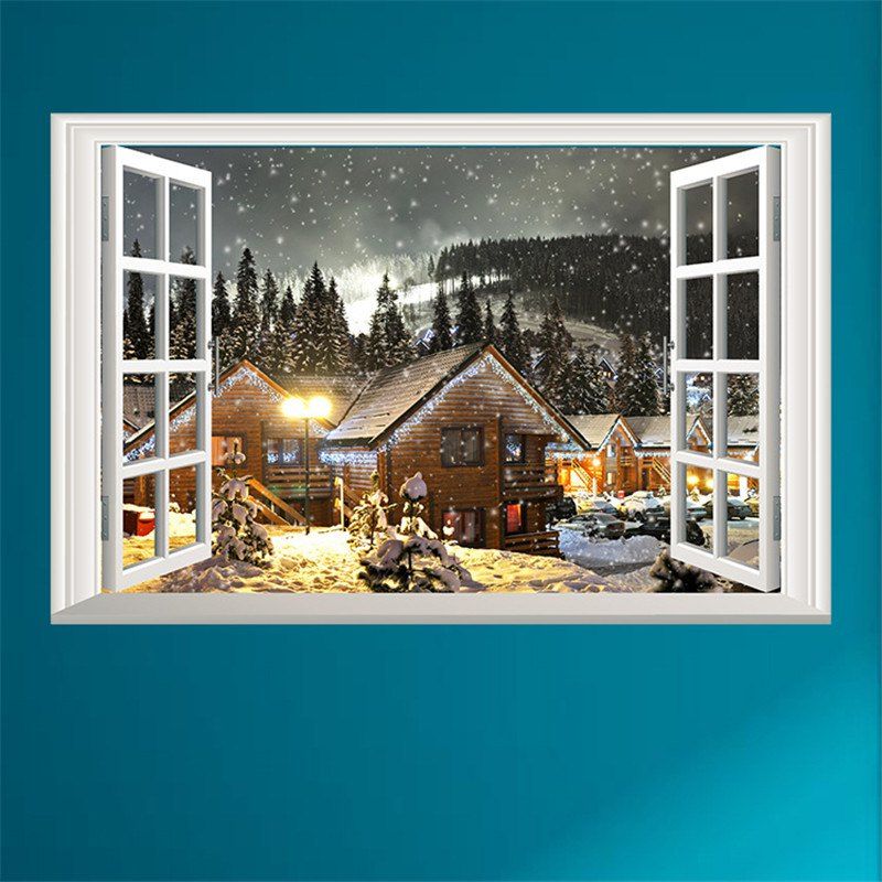 

Creative 3D Snow Forest Beautiful Window Wall Stickers, Colormix