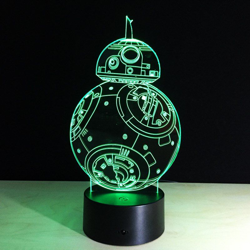 

YEDUO 7 color Holiday Atmosphere Decorative Kids gift Robot 3D Ilusion Lamp Light Lighting Gadget LED Night Light, Multi