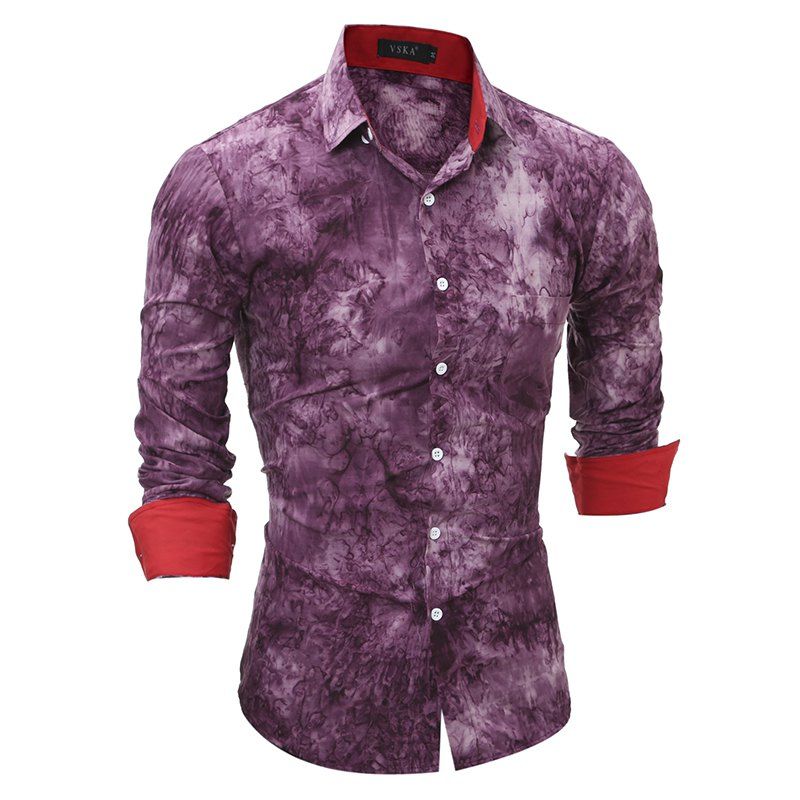 

Men's 3D Tie-dye Casual Long Sleeve Shirt, Red