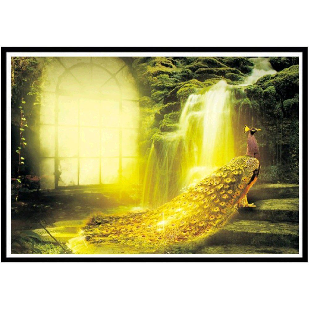 

NAIYUE J8932 Golden Peacock Animal Print Draw 5D Diamond Painting Diamond Embroidery, Citrus