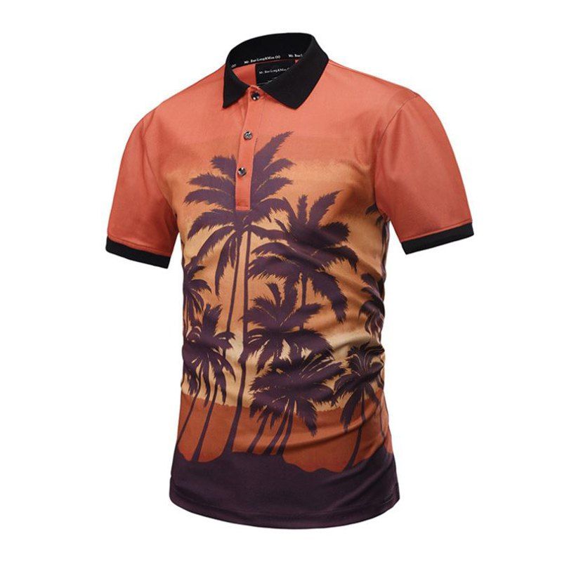 

Summer New 3D Creative Coconut Forest Fashion Trend POLO Shirt, Red