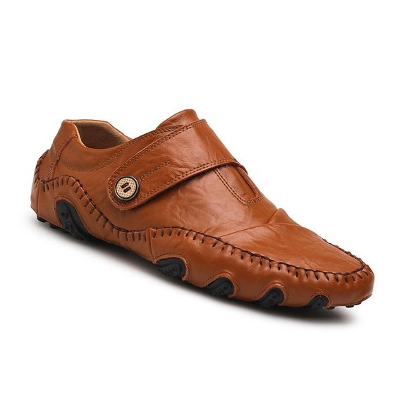 Hommes tendance occasionnelle pour la mode en plein air de randonnée en plein air glisser sur les chaussures en cuir de mocassins - Brun Légère 42