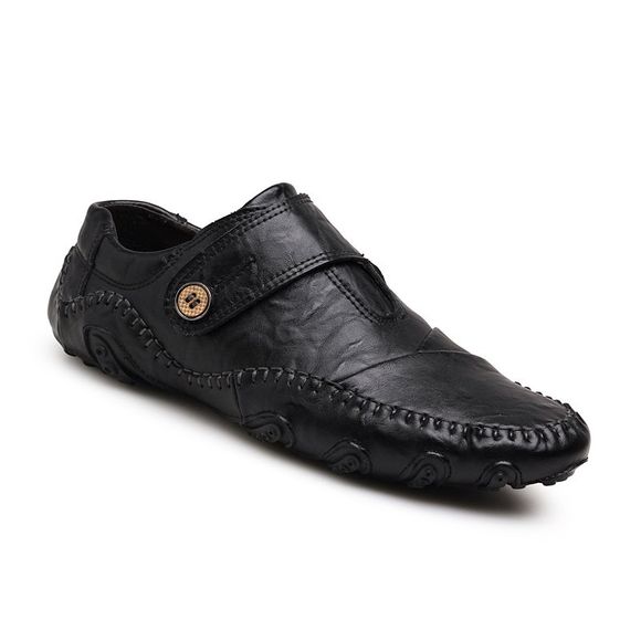 Hommes tendance occasionnelle pour la mode en plein air de randonnée en plein air glisser sur les chaussures en cuir de mocassins - Noir 46