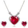 Ensemble de boucles d'oreilles collier coeur classique en cristal zircon - Argent 