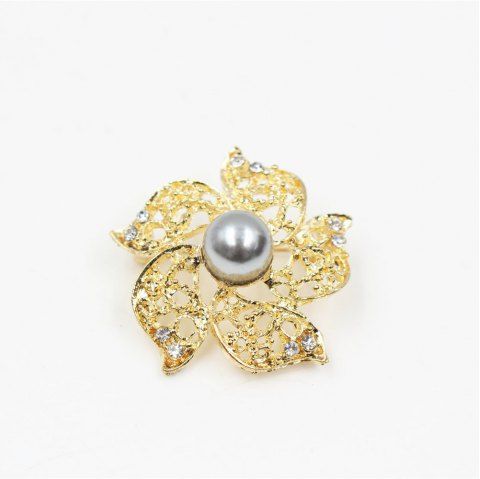 2019 Colorful Crystal Pearl Bead Gold Color Flower Wedding Brooch