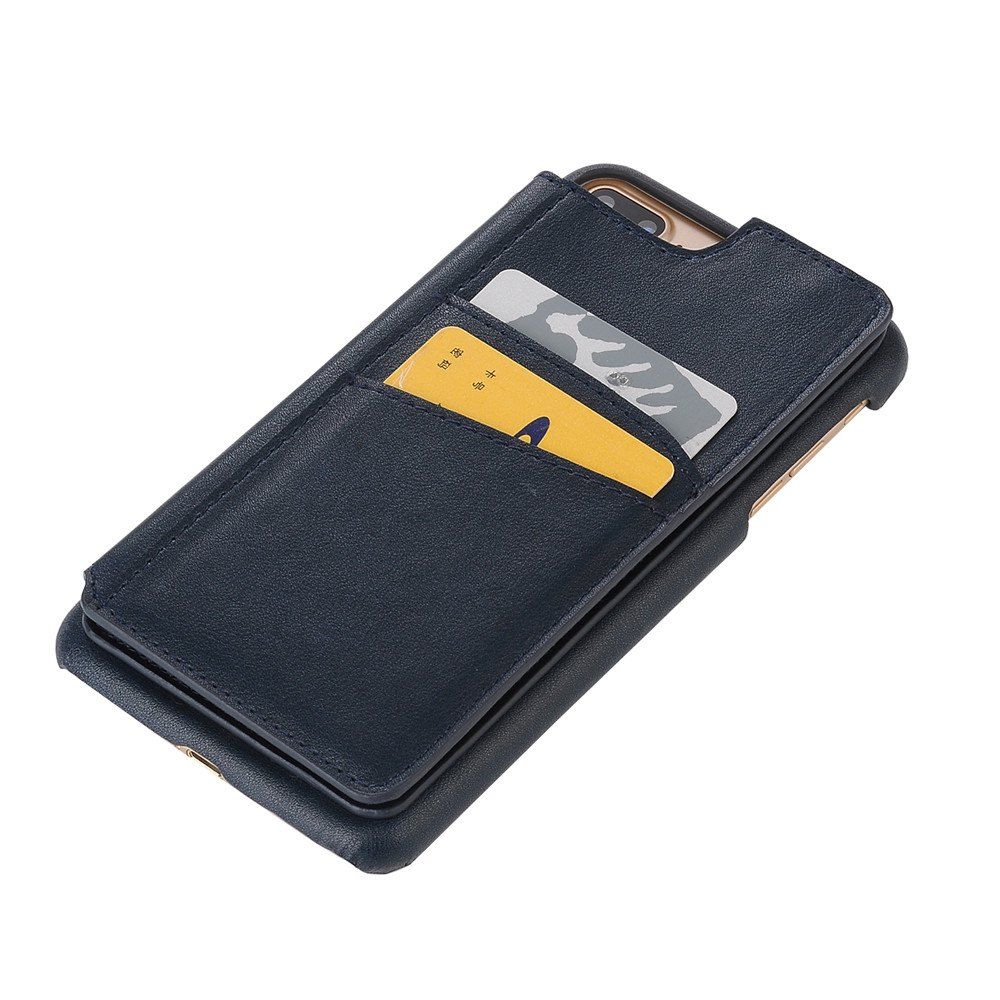 

for iPhone 7 Plus Male Style Leather Grain Phone Case with Stand Card Holder, Cerulean