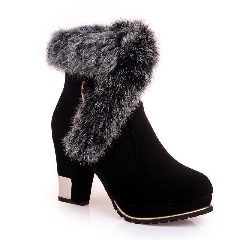 

Fashion Warm and High Heeled Boots, Black