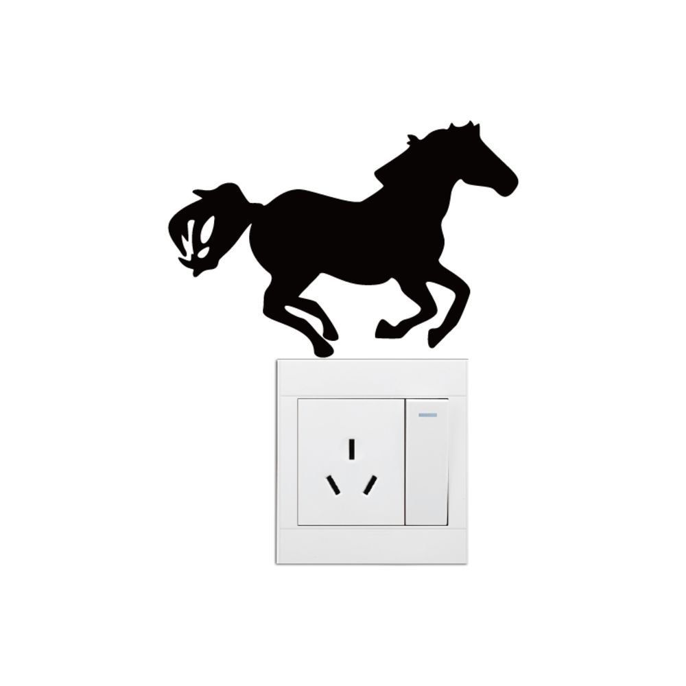 

Running Horse Vinyl Switch Sticker Creative Cartoon Animal Wall Sticker Home Decor, Black