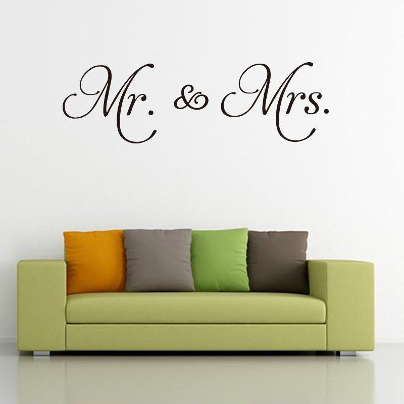 

Mr Mrs Quote Wall Sticker Vinyl Removable English Words Quote Decals for Couple, Black