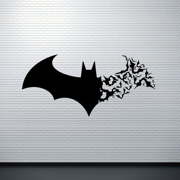 Creative 3D bricolage PVC noir Bat Wall Sticker Decal Halloween décoration Home Decor - Noir 57X27CM