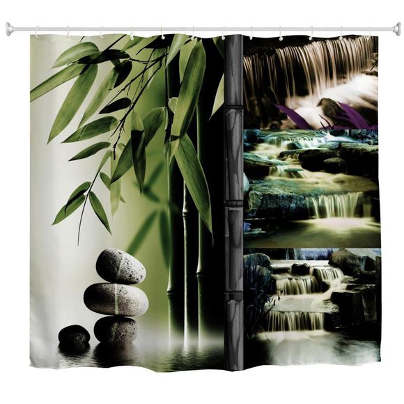 Rideau en Douche de Polyester de Cascade de Bambou Impression 3D de Haute Définition Imperméable à l'eau - multicolore W59 INCH * L71 INCH