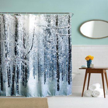 [41% OFF] 2023 Snow In The Woods Polyester Shower Curtain Bathroom ...