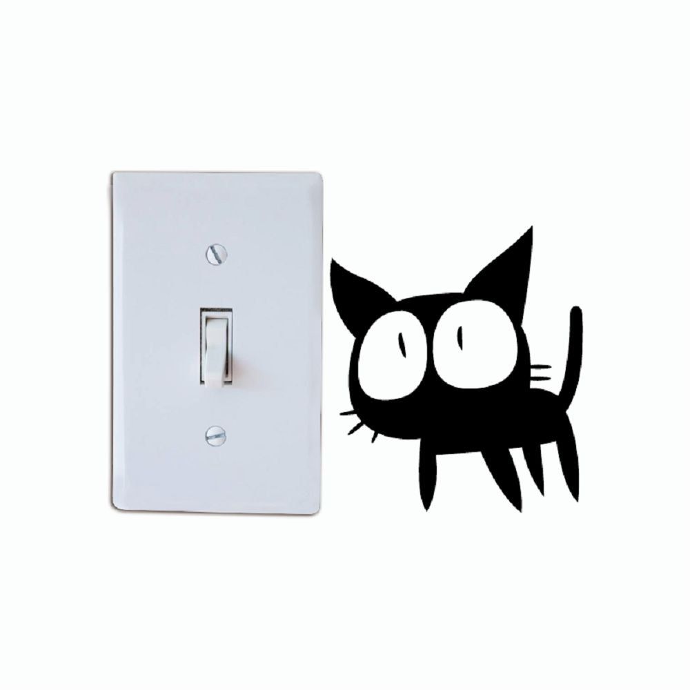 

Cat-129 Funny Cat Light Switch Sticker Wall Art Vinyl Decal, Black