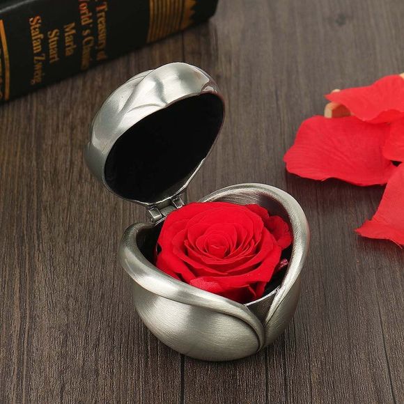 Cadeau de Fleurs Immortelles de Rose Préservé Fait à la Main pour Saint-Valentin - Rouge 