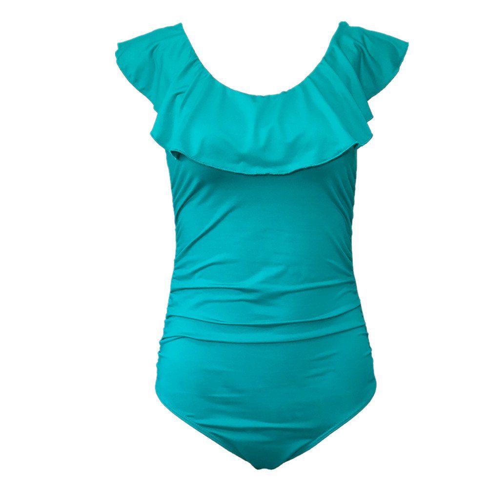 

Sexy Strapless Flouncing Slim Swimwear, Chambray