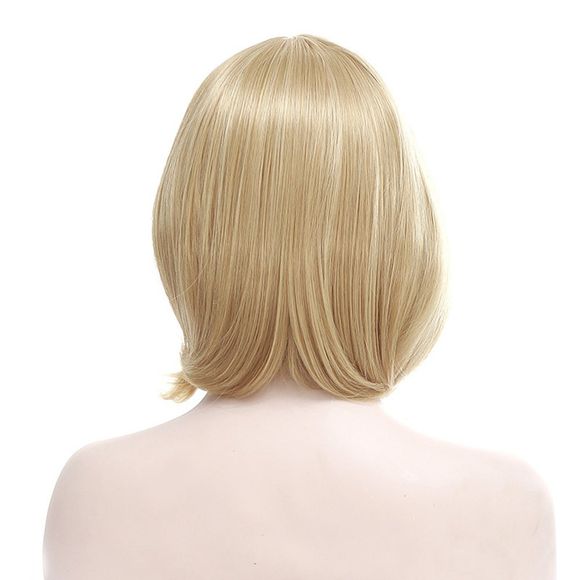Blonde courte perruques droites pour les femmes haute température fibre femmes brésiliennes faux cheveux synthétiques Daly postiche - Or 