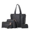 Quatre pièces de mode simple motif de litchi sac à bandoulière sauvage Messenger Bag - Noir 