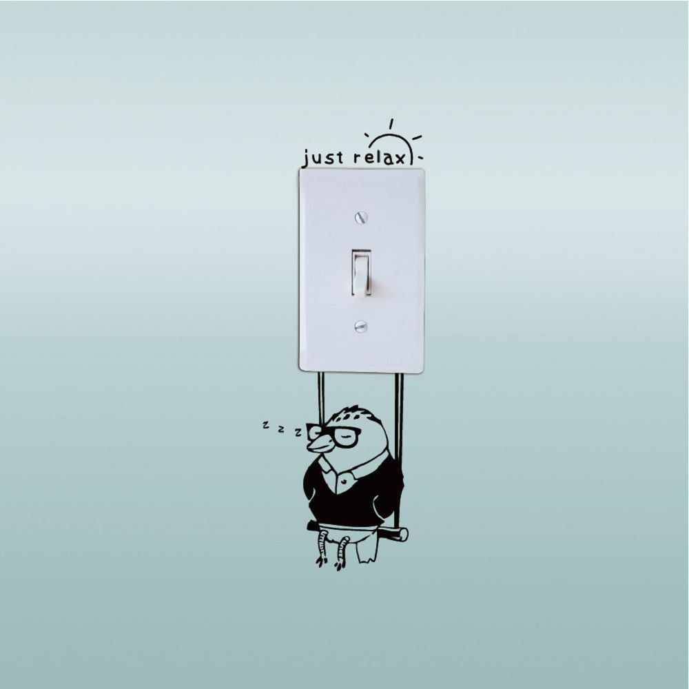 

DSU Woodpecker Save Electricity Switch Sticker Funny Cartoon Animal Vinyl Wall Sticker, Black