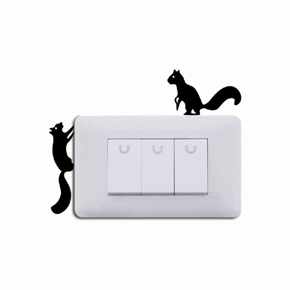 

DSU Creative Squirrels Silhouette Switch Sticker Cartoon Animals Vinyl Wall Stickers, Black