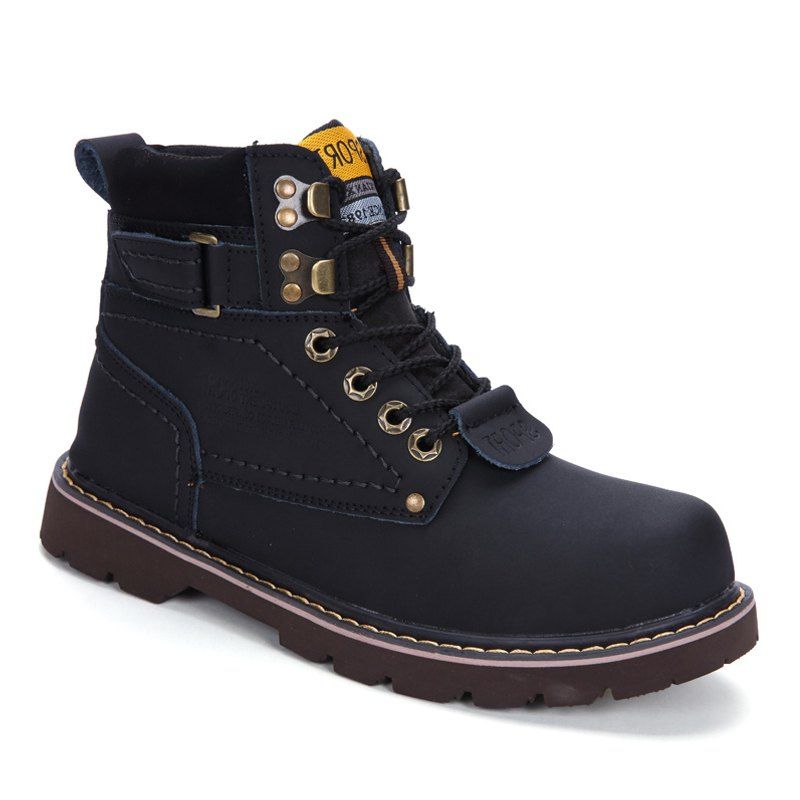 

Men Casual Trend for Fashion Outdoor Hiking Flat Climbing Ankle Leather Boots, Black
