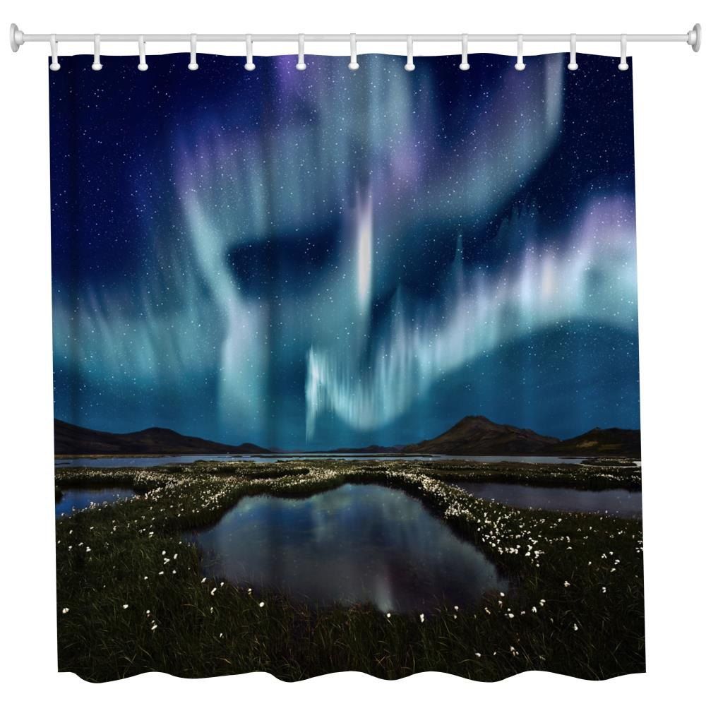 

Aurora Polyester Shower Curtain Bathroom Curtain High Definition 3D Printing Water-Proof, Colormix