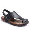 Été Cool confortable pleine fleur en cuir véritable hommes sandales - Noir 40