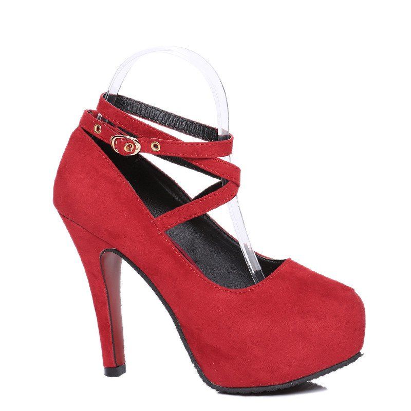 

Waterproof Platform Sexy High Heel Shoes, Red