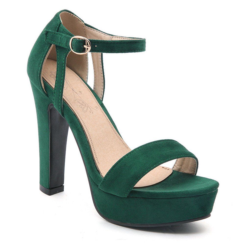 

Miss Shoe BK533 High Heel Fish Mouth and Peep-Toe Sandals, Green