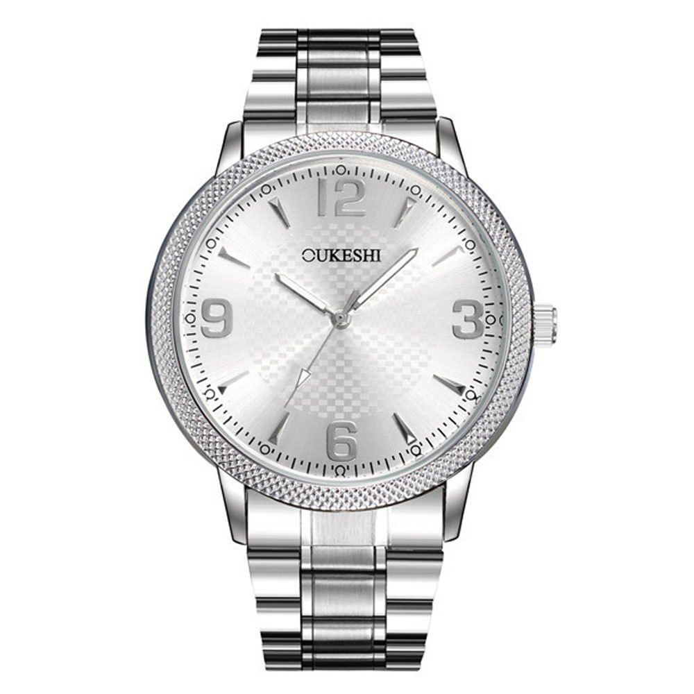 

Simple Stainless Steel Quartz Watch Large Dial Sports Watch, Silver