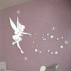 Diy Fairy Princess Stars 3D Stickers muraux de miroir pour la décoration à la maison - Argent 