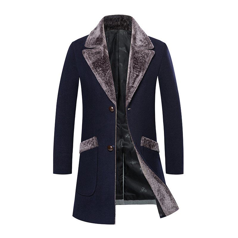 

Men's Trench Coat Turn Down Collar Slim Casual Style Fashion Coat, Cadetblue
