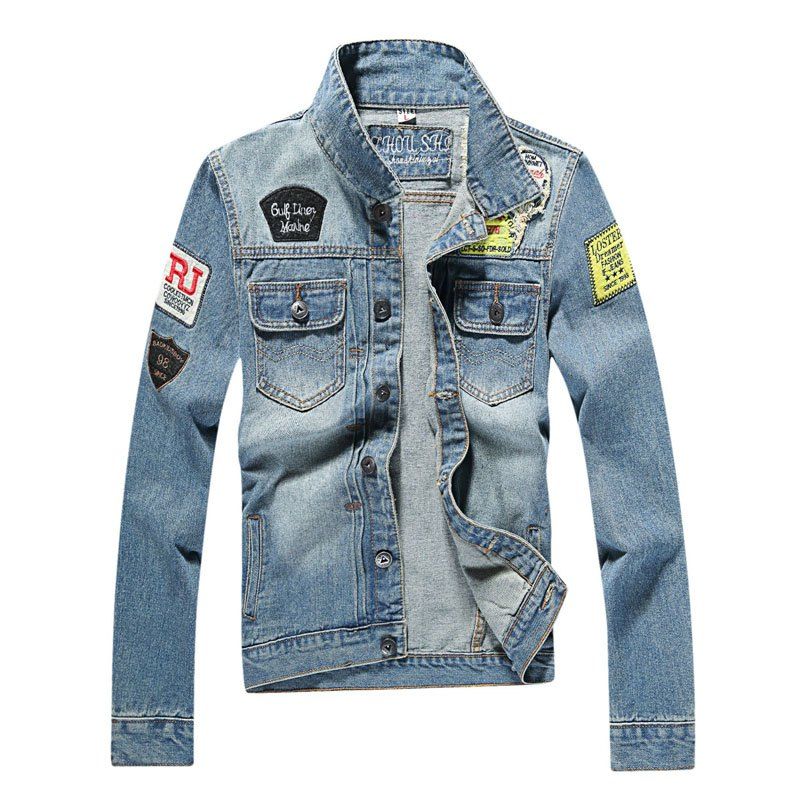 

Fashion Broken Male Lapel Cowboy Jacket, Blue