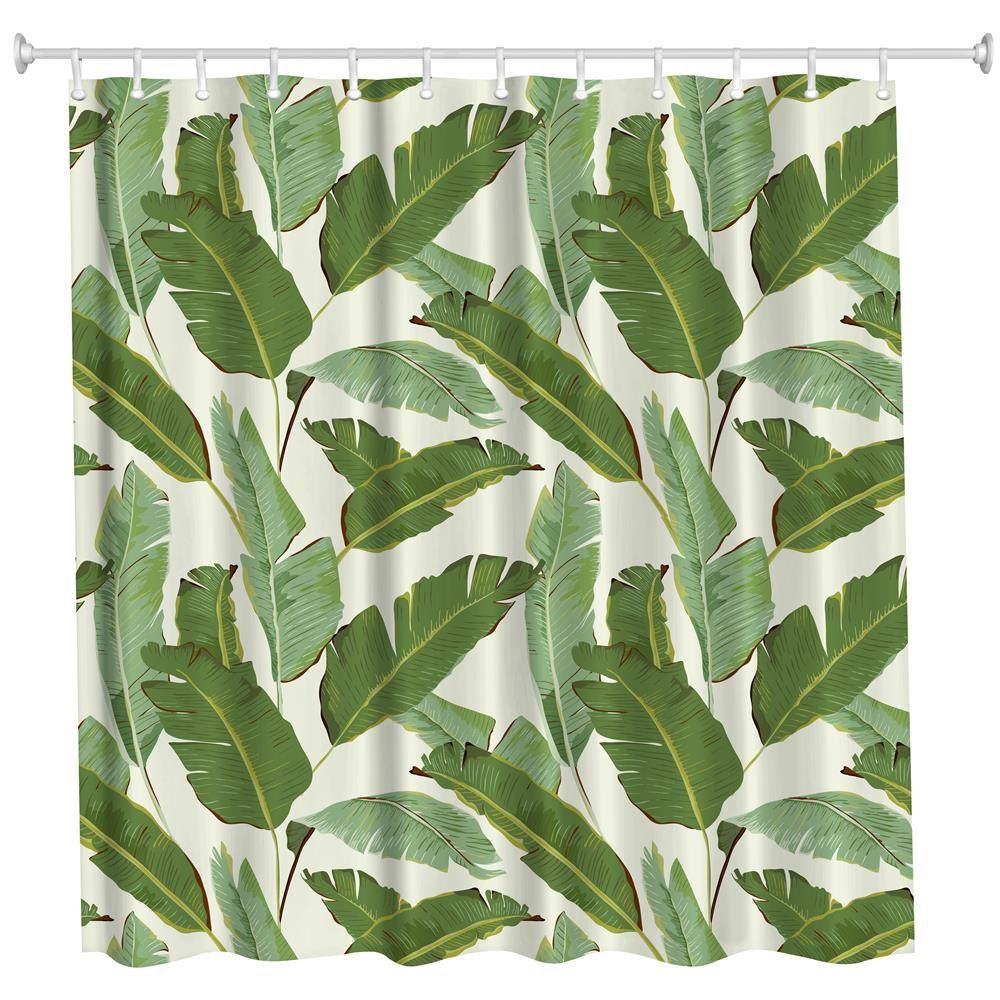 Alicemall Banana Leaves Printed Shower Curtain Waterproof Polyester c18abd