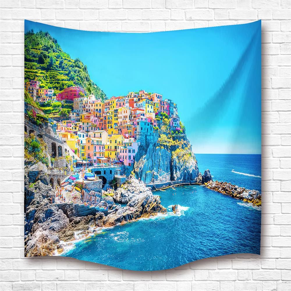 

Cinque Terre 3D Digital Printing Home Wall Hanging Nature Art Fabric Tapestry For Dorm Bedroom Living Room Decorations, Colormix