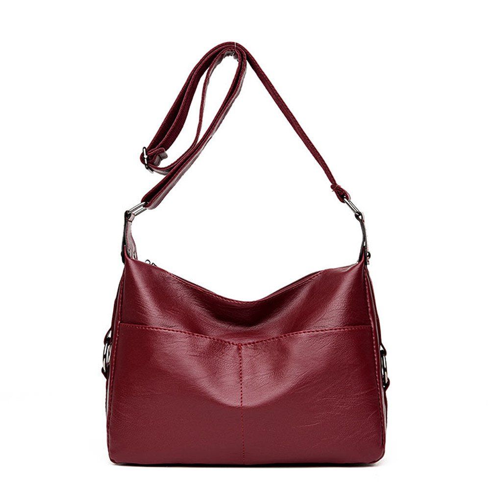 

2017 New Female Middle-Aged Women'S Shoulder Bag Package Simple All-Match Mother Package, Burgundy