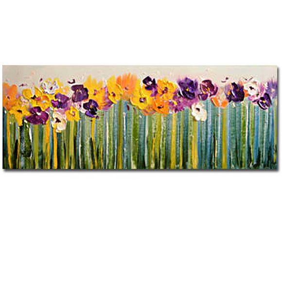 Peint à la main Abstrait Palette Couteau Fleur Toile Peinture À L'huile Salon Maison Mur Décor - Charbon 24 X 55 INCH (60CM X 140CM)