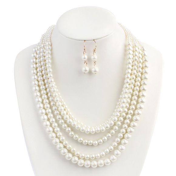 New Luxury Temperament Jewelry Simple et élégant collier de perles - Blanc 