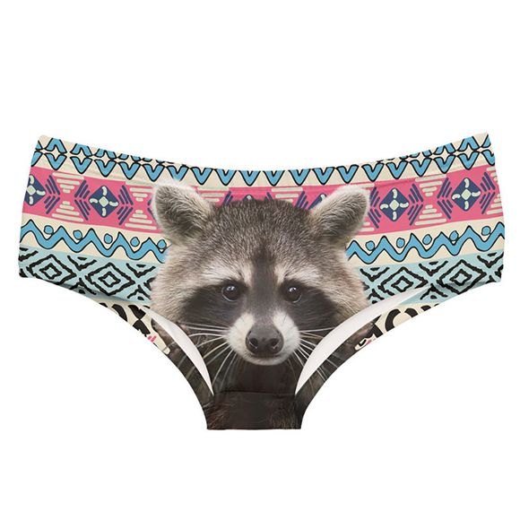 Sous-vêtements de mode animale Raccoon 3D imprimant des culottes sexy de femmes - COULEUR ONE SIZE