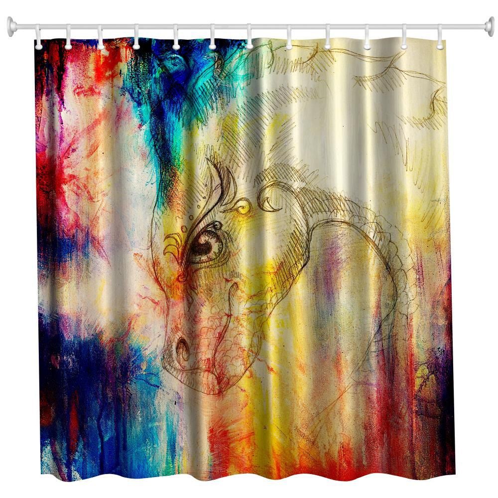 

Dragon Polyester Shower Curtain Bathroom High Definition 3D Printing Water-Proof, Colormix