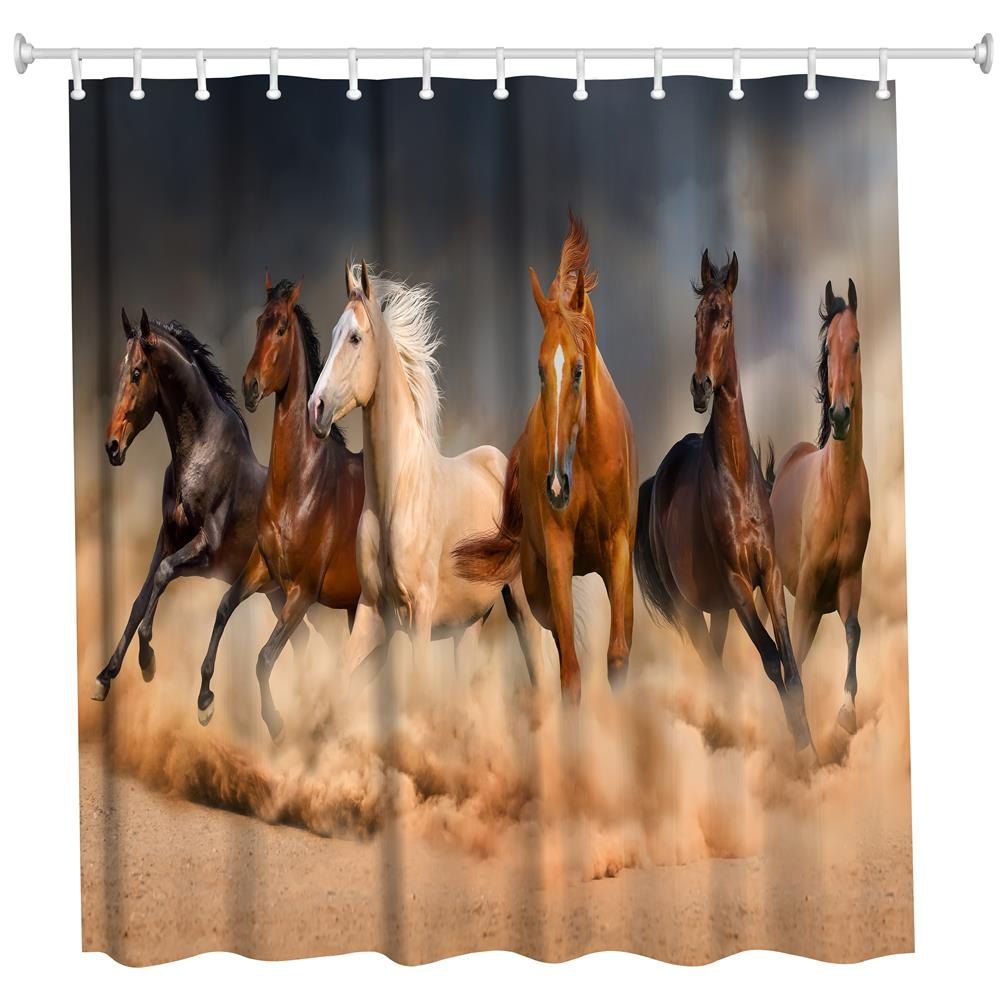 

Pentium Steed Polyester Shower Curtain Bathroom High Definition 3D Printing Water-Proof, Colormix